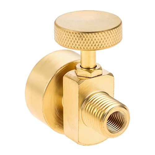 1LB Brass Propane Needle Control Valve, Disposable Adjustable Pressure Propane Gas Regulator Valve for Stove grill, with 1/4" Male NPT Thread, Propane 1LB Tank Disposal Cylinder Bottle Adapter