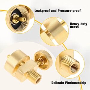 1LB Brass Propane Needle Control Valve, Disposable Adjustable Pressure Propane Gas Regulator Valve for Stove grill, with 1/4" Male NPT Thread, Propane 1LB Tank Disposal Cylinder Bottle Adapter