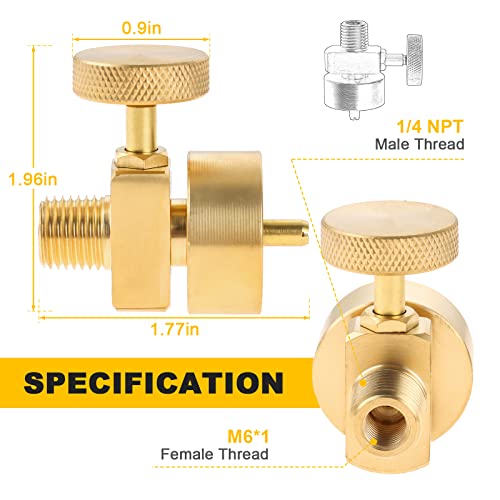 1LB Brass Propane Needle Control Valve, Disposable Adjustable Pressure Propane Gas Regulator Valve for Stove grill, with 1/4" Male NPT Thread, Propane 1LB Tank Disposal Cylinder Bottle Adapter