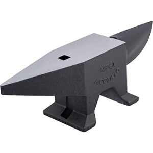 vevor cast iron anvil, 132 lbs(60kg) single horn anvil with large countertop and stable base, high hardness rugged round horn anvil blacksmith, for bending, shaping