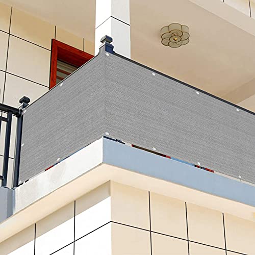 ALBN Balcony Privacy Screen Outdoor Windshield Privacy Protection HDPE Tear Resistance with Rope & Cable Ties, for Fence Patio, Height 75cm/90cm (Color : Mixed Gray, Size : 90x500cm)