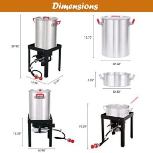 Creole Feast TFP1030 Turkey and Fish Fryer Pot Seafood Boiler Steamer Kit, 50000 BTU Propane Gas Burner, Silver