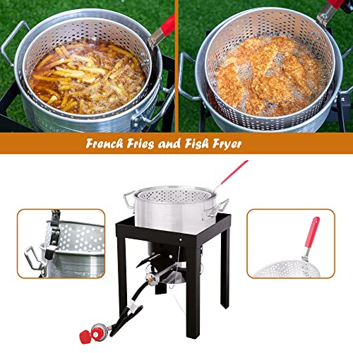 Creole Feast TFP1030 Turkey and Fish Fryer Pot Seafood Boiler Steamer Kit, 50000 BTU Propane Gas Burner, Silver