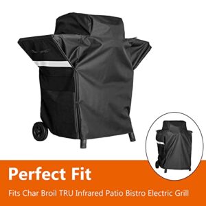 Grisun Grill Cover for Char Broil TRU Infrared Patio Bistro Electric Grill with Side Shelves 17602047, 17602048, 17602066 Heavy Duty BBQ Grill Cover with Grill Brush