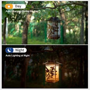 Solar Lanterns Outdoor Waterproof , Dragonfly Pattern Solar Lantern Outdoor Hanging with Handle, Metal LED Christmas Solar Outdoor Lights for Garden Patio Porch Pathway Yard Tabletop Decoration