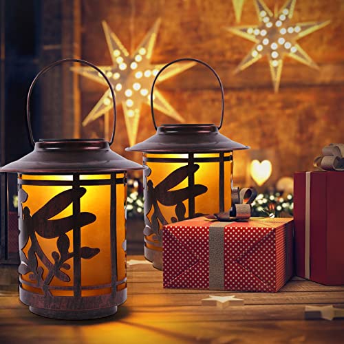 Solar Lanterns Outdoor Waterproof , Dragonfly Pattern Solar Lantern Outdoor Hanging with Handle, Metal LED Christmas Solar Outdoor Lights for Garden Patio Porch Pathway Yard Tabletop Decoration