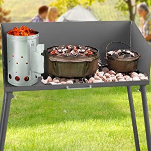 Stanbroil 30 Inch Camp Cooking Table with Foldable Three-sided Windscreen and Legs, Perfect for Dutch Oven Cooking with Charcoal Briquettes and Food Preparation