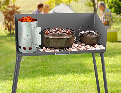 Stanbroil 30 Inch Camp Cooking Table with Foldable Three-sided Windscreen and Legs, Perfect for Dutch Oven Cooking with Charcoal Briquettes and Food Preparation