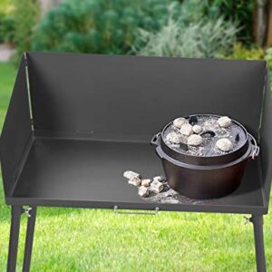 Stanbroil 30 Inch Camp Cooking Table with Foldable Three-sided Windscreen and Legs, Perfect for Dutch Oven Cooking with Charcoal Briquettes and Food Preparation