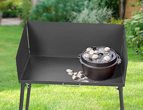 Stanbroil 30 Inch Camp Cooking Table with Foldable Three-sided Windscreen and Legs, Perfect for Dutch Oven Cooking with Charcoal Briquettes and Food Preparation