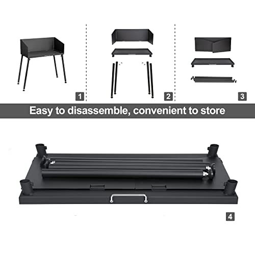 Stanbroil 30 Inch Camp Cooking Table with Foldable Three-sided Windscreen and Legs, Perfect for Dutch Oven Cooking with Charcoal Briquettes and Food Preparation