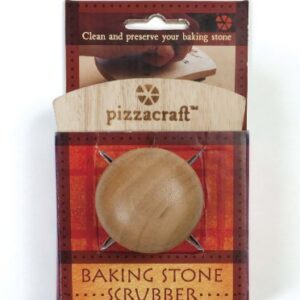 Pizzacraft 4" x 5" Hardwood Handled Pizza Stone Scrubber Brush with Stainless Steel Bristles - PC0206