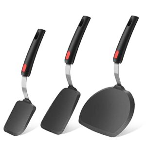 tacgea 3 pack silicone spatula set for nonstick cookware, 600°f heat resistant kitchen utensils for cooking and baking, ideal for flipping egg, burger, pancake, cookie