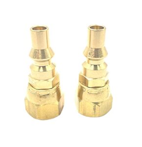 2pcs 1/4" low pressure quick contact fittings brass,rv propane contact conversion fittings for gas appliance heater grill fire pit and rv quick connect,1/4" quick key connect plug x 3/8" female flare