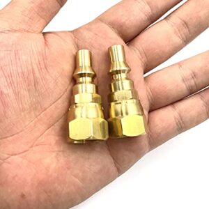 2pcs 1/4" Low Pressure Quick Contact Fittings Brass,RV Propane Contact Conversion Fittings for Gas Appliance Heater Grill Fire Pit and RV Quick Connect,1/4" Quick Key Connect Plug x 3/8" Female Flare