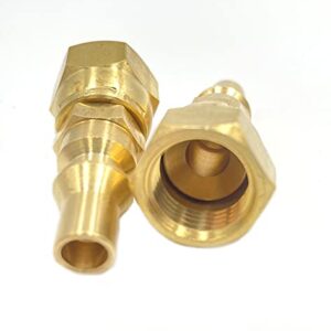 2pcs 1/4" Low Pressure Quick Contact Fittings Brass,RV Propane Contact Conversion Fittings for Gas Appliance Heater Grill Fire Pit and RV Quick Connect,1/4" Quick Key Connect Plug x 3/8" Female Flare