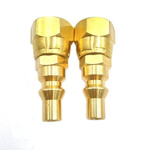 2pcs 1/4" Low Pressure Quick Contact Fittings Brass,RV Propane Contact Conversion Fittings for Gas Appliance Heater Grill Fire Pit and RV Quick Connect,1/4" Quick Key Connect Plug x 3/8" Female Flare