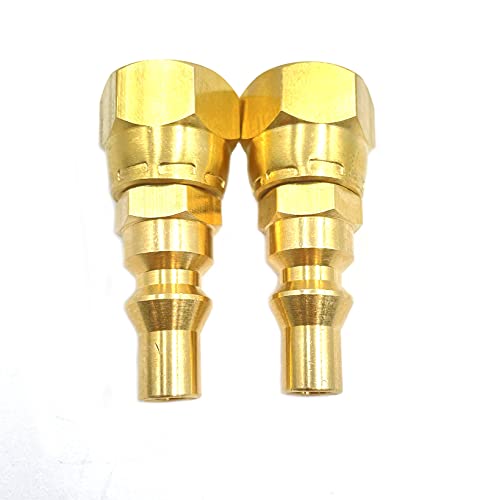 2pcs 1/4" Low Pressure Quick Contact Fittings Brass,RV Propane Contact Conversion Fittings for Gas Appliance Heater Grill Fire Pit and RV Quick Connect,1/4" Quick Key Connect Plug x 3/8" Female Flare