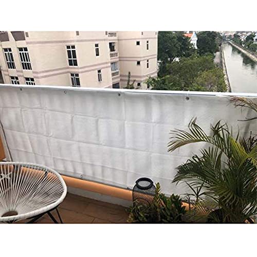 ALBN Balcony Privacy Screen Fence Shade Net Cover Windproof UV Protection with Eyelet HDPE Anti-Aging for Outdoor Roof Garden Backyard (Color : White, Size : 0.9x10m)