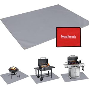 towallmark grill mat 60×42 inch, glass fiber large grill pads,double-sided fireproof deck and patio protective mats,perfect for outdoor bbq,gas grills, oil fryers,lawn