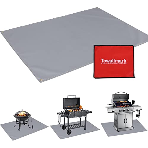 Towallmark Grill Mat 60×42 Inch, Glass Fiber Large Grill Pads,Double-Sided Fireproof Deck and Patio Protective Mats,Perfect for Outdoor BBQ,Gas Grills, Oil Fryers,Lawn