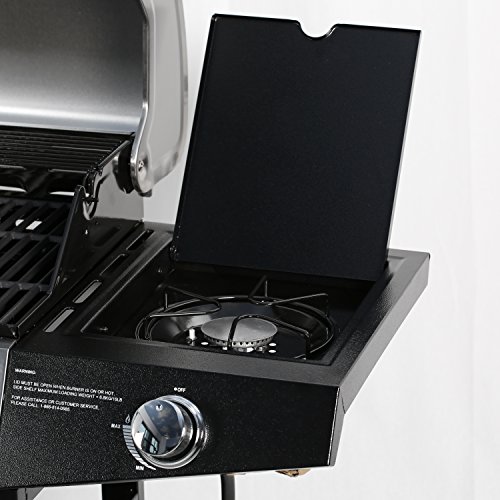 MASTER COOK Gas Grill, BBQ 4-Burner Cabinet Style Grill Propane with Side Burner, Stainless Steel