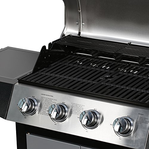 MASTER COOK Gas Grill, BBQ 4-Burner Cabinet Style Grill Propane with Side Burner, Stainless Steel