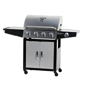 MASTER COOK Gas Grill, BBQ 4-Burner Cabinet Style Grill Propane with Side Burner, Stainless Steel