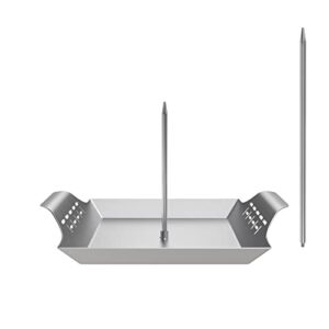 stainless steel 10 inch vertical skewer for tacos al pastor-shawarma stand skewer for charcoal grills or stove,with 2 removable spikes(8.5“/12”)-universal bbq grilling accessory