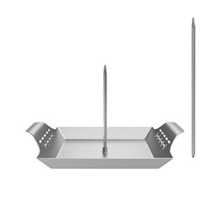 Stainless Steel 10 inch Vertical Skewer for Tacos Al Pastor-Shawarma Stand Skewer for Charcoal Grills or Stove,with 2 Removable Spikes(8.5“/12”)-Universal BBQ Grilling Accessory