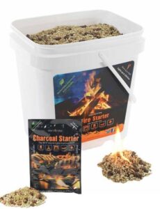 instafire 2-gallon bucket of eco-friendly granulated bulk fire starter and one pack of charcoal briquette starter