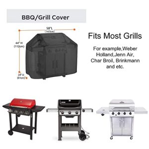 Grill Cover 58-inch, Waterproof Gas Grill Cover, Outdoor BBQ Cover for Weber Char-Broil Brinkmann, Fade & UV-Resistant, Weather-Resistant