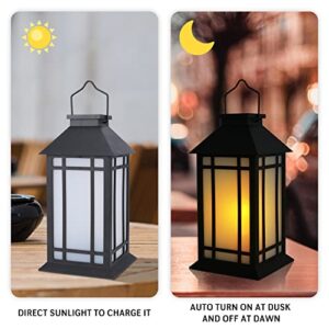 11" Solar Lantern Outdoor Garden Hanging Lanterns Waterproof LED Vintage Flickering Flame Lanterns for Patio, Table, Party.