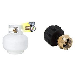 flame king ysn11sqt 11 pound propane tank cylinder squatty with type 1 opd valve, white and gasone 50180 refill adapter for 1lb propane tanks & fits 20lb tanks, black