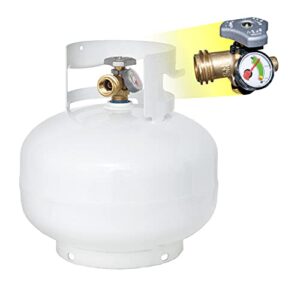 Flame King YSN11SQT 11 Pound Propane Tank Cylinder Squatty with Type 1 OPD Valve, White and GasOne 50180 Refill Adapter for 1lb Propane Tanks & Fits 20lb Tanks, Black