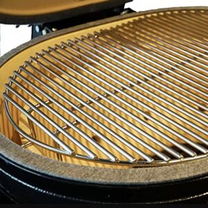 AMS Fireplace Primo Kamado Ceramic Cooker Grill Oval XL 400 With Stainless Steel Grates - charcoal outdoor grilling smocking roasting backing - PGCXLH, black, 28 Width, 21.5 Depth, 27-1/2 Hight