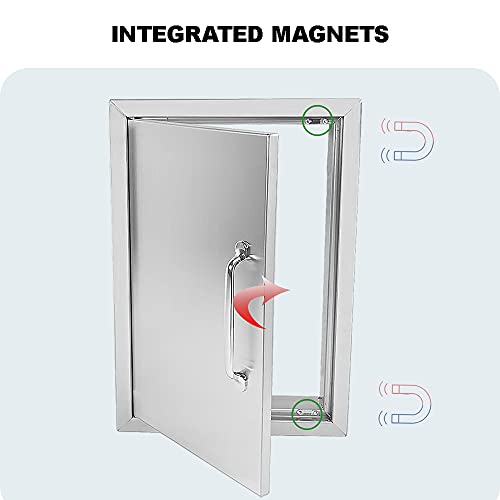 Karpevta Outdoor Kitchen Door 17" W X 24" H BBQ Single Access Door Stainless Steel Wall Construction Vertical Door for Outdoor Kitchen Grilling Station or Commercial BBQ Island
