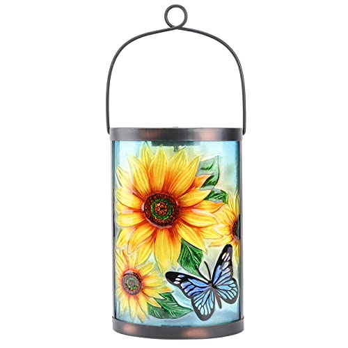 Hanging Solar Lantern Outdoor Waterproof LED Solar Lights Sunflower Decorative Solar Lanterns Tabletop Lamp for Outdoor Patio Garden Yard Decor