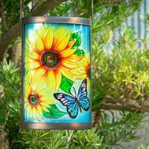 Hanging Solar Lantern Outdoor Waterproof LED Solar Lights Sunflower Decorative Solar Lanterns Tabletop Lamp for Outdoor Patio Garden Yard Decor