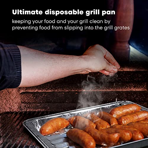 DCS Deals Pack of 25 Disposable Aluminum Broiler Pans – Good for BBQ, Grill Trays – Multi-Pack of Durable Aluminum Sheet Pans – Ribbed Bottom Surface - 13.40" x 9" x 0.85"