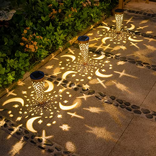 6Pack Moon Star Solar Lights Outdoor Decorative +1Pack Outdoor Solar Lantern