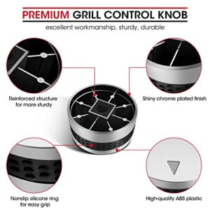 Unicook Grill Control Knobs Replacement 2 Pack, Gas Grill Burner Knob Kit, Fits BBQ Gas Grills with D Shaped Valve Stem, NOT Fit Kitchen or Recessed Flush Valve Stem, Include 2 Knobs and 6 Adaptors