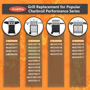 Hisencn Grill Replacement Parts for Charbroil Performance 475 4 Burner 463347017 463377319 463376017 463335517 463342119 463347418 G470-5200-W1 Burner G470-0004-W1A Heat Plates and Cooking Grates