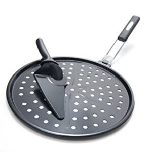 GrillPro 98140 Non-Stick Pizza Grill Pan includes Pizza Cutter/ Server, 12-Inch Diameter