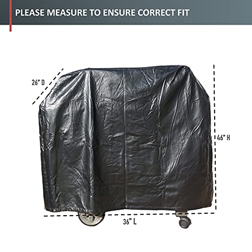 Formosa Covers | BBQ Outdoor Gas Grill Cover - Heavy Duty Waterproof Strong Protection for Weber, Brinkmann, Char Broil, Holland, Jenn Air Outside Storage - 36" L x 26" D x 46" H Black Vinyl