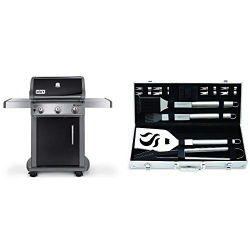 Weber 46510001 Spirit E310 Liquid Propane Gas Grill, Black with Cuisinart Grilling Set