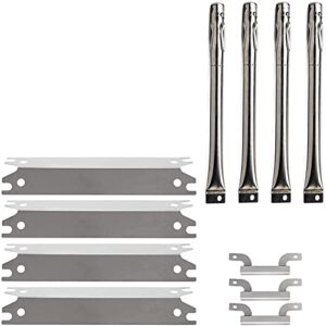 set of four stainless steel heat plates, four stainless steel burners and three crossover channels for brinkmann 810-2410-s, 810-2411-f, 810-2411-s, 810-3885-f, 810-3885-s, 810-4238-0, 810-9490-0