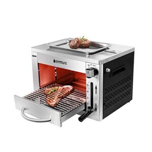 camplux propane infrared steak grill, 1600℉ fast efficient heating outdoor portable gas grill with vertical cooking, stainless steel single burner propane gas grill, perfect for steak, ribeyes, picnic, bbq