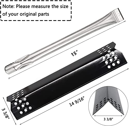 Hisencn Grill Replacement Parts for Nexgrill 720-0697, for Grill Master 720-0697, for Sunbeam 720-0697 Grill Burners Tube, Porcelain Steel Heat Plates, Temp Gauge/Heat Indicator 22551, 4-Pack