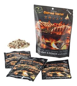 (3 packs) insta-fire charcoal starter perfect for camping, emergencies, hiking, fishing, boating, fire pits, grilling, survival, preppers, food storage, boiling water (as seen on shark tank!)